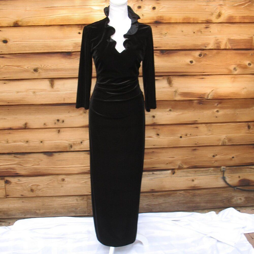 NWOT Sara Campbell Limited Edition Black Stretch Velvet Gown Dress - Picture 2 of 10